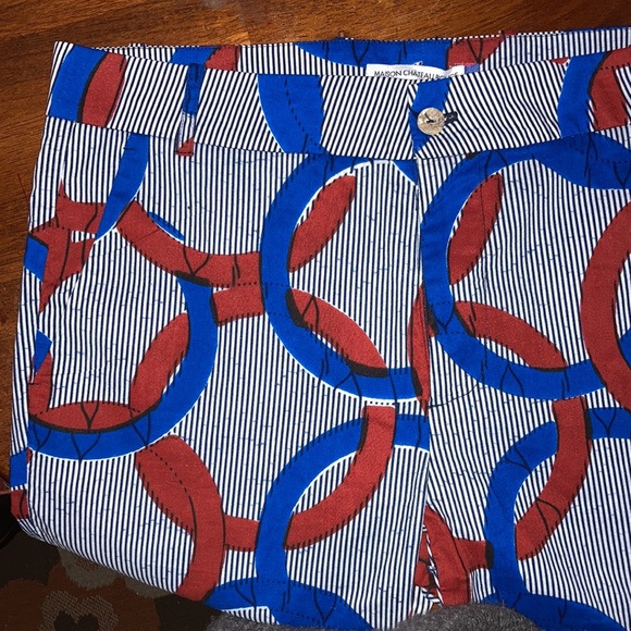 MAISON CHATEAU ROUGE sz M Vibrant printed 100% cotton trousers - Picture 2 of 7